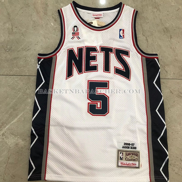 Maillot Brooklyn Nets Jason Kidd NO 5 Mitchell & Ness 2006-07 Blanc